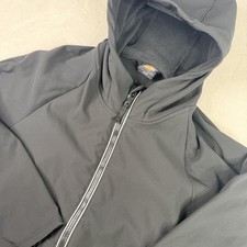 Dickies Jacket Mens XL Black Softshell Hooded Fleece Lined Full Zip Workwear