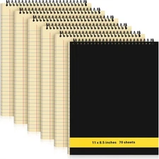 6 Pcs Legal Pad Top Spiral Bound Notebook 70 Sheets Wirebound Notepad Double ...