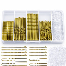 Hair Pin Set 300Pcs Bobby Bun Clips Kirby Grips Slides Band Styling Kit With Box