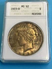 1923-D Peace Silver Dollar ANACS MS62 Old Holder