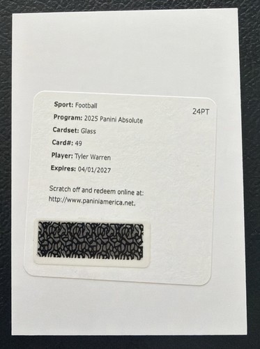 2025 Panini Absolute Tyler Warren Base (RAW)