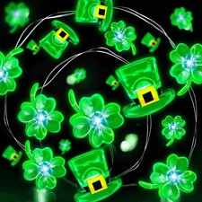St. Patrick's Day 10FT 40LED Shamrock Fairy String Lights - Battery Operated