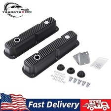 Black Finned Aluminum Valve Covers Chrysler 318 340 360 La Small Block Tall V8 Black Finned Aluminum Valve Covers Chrysler 318 340 360 La Small Block Tall V8