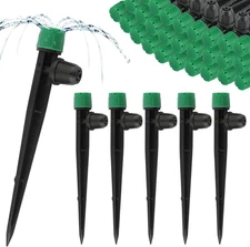 50 Pcs 1/4" Drip Irrigation Emitters - Adjustable Anti-Clog Drip Emitters for 1/
