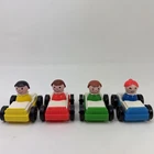 Vintage Fisher Price Little People White Top Parking Garage Cars Lot Of 4