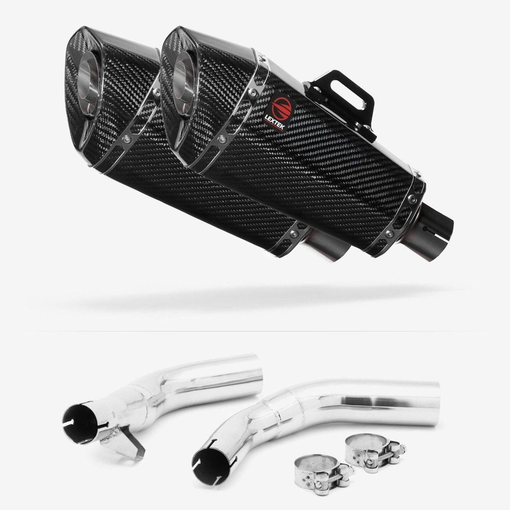Lextek XP8C Carbon Fibre Exhaust 210mm with Link Pipes for Honda CBF1000 (06-10)