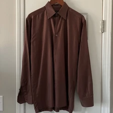 Zanella Shirt Mens Rust Button Up Long Sleeve Cotton Size M - Made In Italy