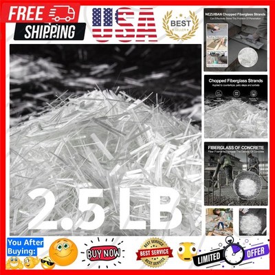 Fiberglass for Concrete, 3/4'' Length,2.5 Lb, AR-Glass Chopped Strand Fibergla...