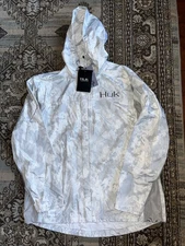 NEW HUK Fishing Packable Camo Jacket Large Subphantis‎ Blue Hood Wind Resistant