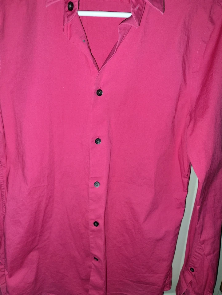 Camisa de vestir para hombre Express 1MX extra ajustada - P/S 14/14,5 - rosa Foto 2 de 4