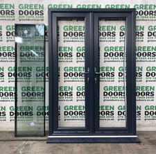EXTERNAL GREY FRENCH DOORS UPVC PLASTIC EXTERIOR TRIPLE GLAZED RAL 7016 NEW