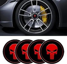 4 PCS Car Wheel Center Hub Cover, 2.2" Skull Center Cap Sticker for Color: Red