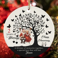 2 Year Marriage Anniversary Ornament Santa Claus Couple Swing 2nd Christmas Gift