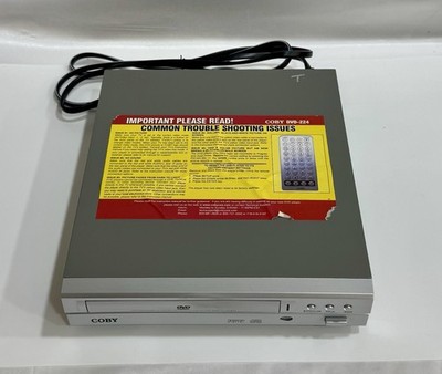 Coby DVD-224 Super Slim Progressive Scan DVD/CD Player   Silver   Tested Working