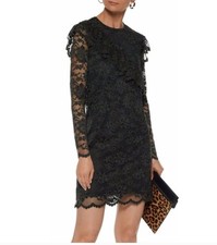 Ganni Flynn Mini Lace Dress in Red /Black - size 4