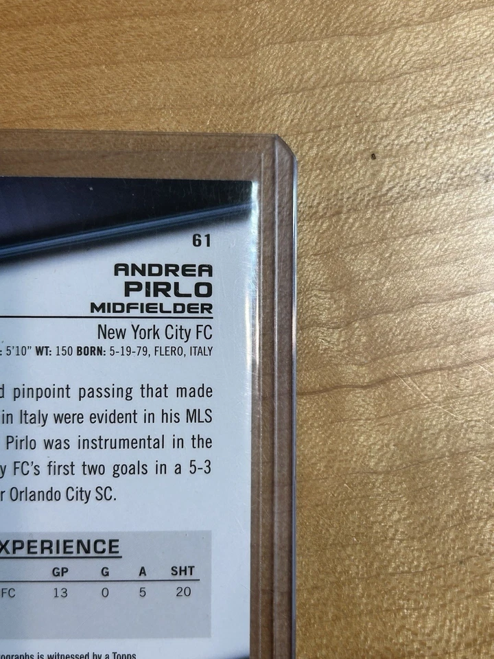 2016 Topps MLS Andrea Pirlo Auto /50 Green Autograph - Image 4 of 4