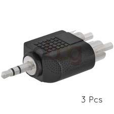 3PCS 3.5mm Stereo Male Plug to 2 RCA Male Plug Adapter Speaker Cable Y Splitter
