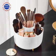Makeup Brush Holder Organizer 360 Rotating 5 Slot White Diesisa Brushes Nail