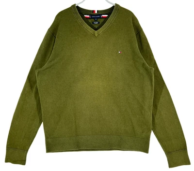 Tommy Hilfiger Pull Homme Col En V 8% Cachemire Taille XL Vert - Photo 1/4