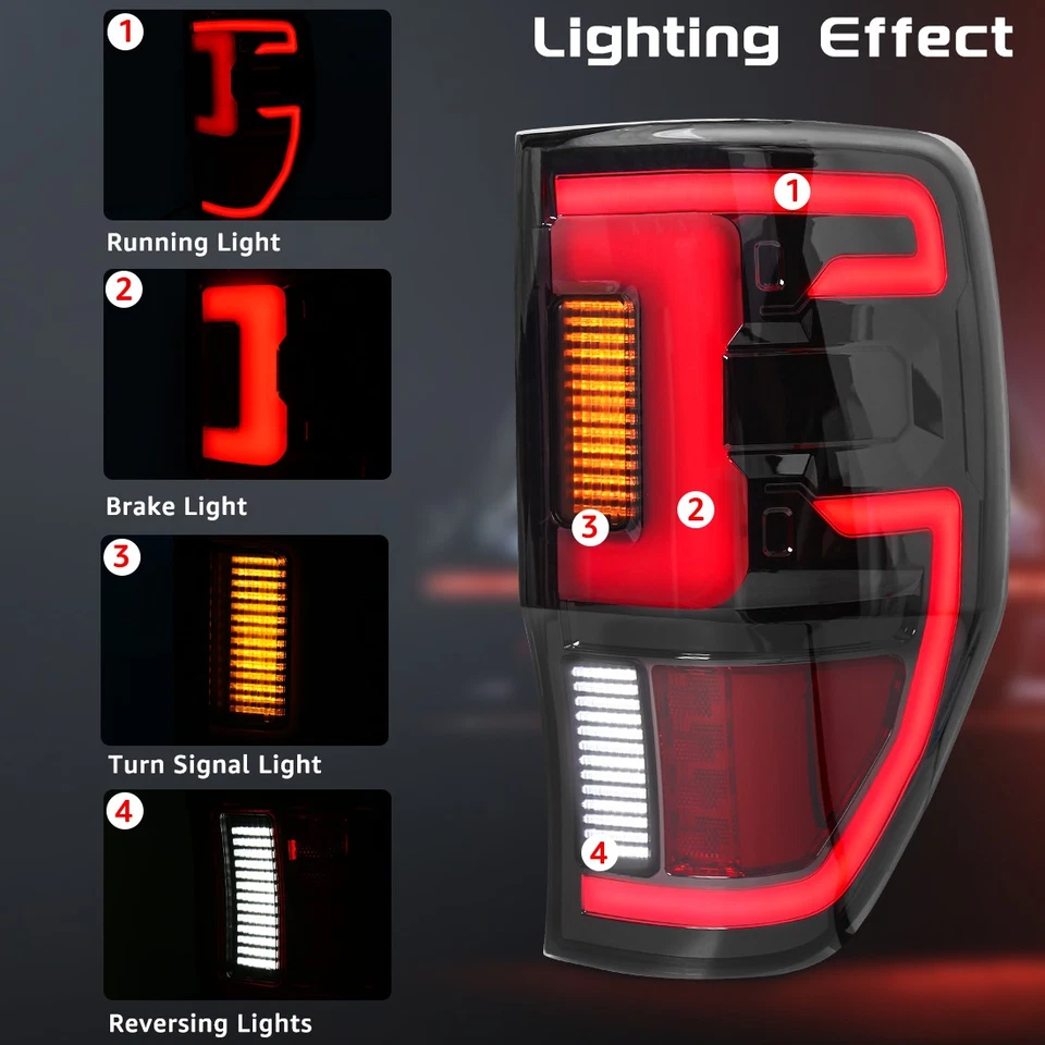 Luz trasera LED ahumada izquierda y derecha para Ford Ranger XLT XL 2012-2018 Foto 3 de 4