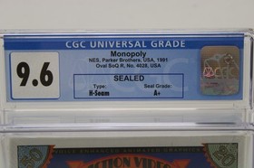 Monopoly Nintendo NES Factory Sealed CGC Graded 9.6 A+