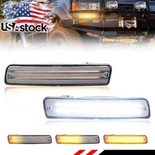 Clear Switchback LED DRL Bumper Signal Lights For 91-97 Toyota Land Cruiser FJ80