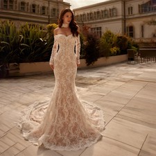 Simple Lace Mermaid Wedding Dress Elegant Sweetheart Bride Ceremony Gown Bridal