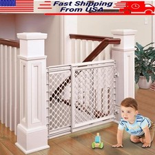 Stairway Safety Gate Swinging Design Easy Operation Soft White 27-41" Wide New