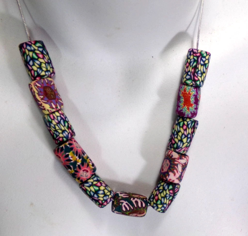 ÚNICO COLLAR DE CUENTAS FIMO TRADE EN CADENA DE PLACA DE PLATA 18" J88CR cc501 CL88CR Foto 4 de 4