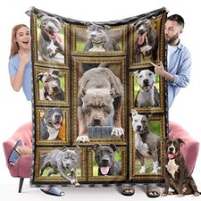 Blanket, Fleece Throw Blanket for Couch Bed, Soft Cozy 50 x 60in Pit Bull Dog
