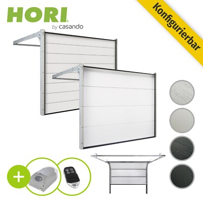 HORI Garagentor Sektionaltor Rolltor 40 mm M, L-Sicke inkl. Motor + 2 Handsender