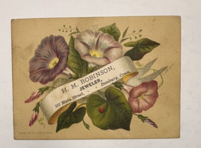 Victorian Jewelers Trade Card HM Robinson Danbury CT 1878 PRANG Litho B77