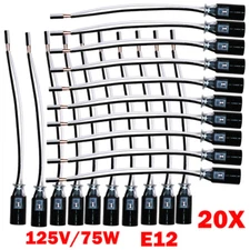 20PC 43MM For E12 Lamp Holder Light Socket Candelabra Bulb Sockets & 6" Wire NEW