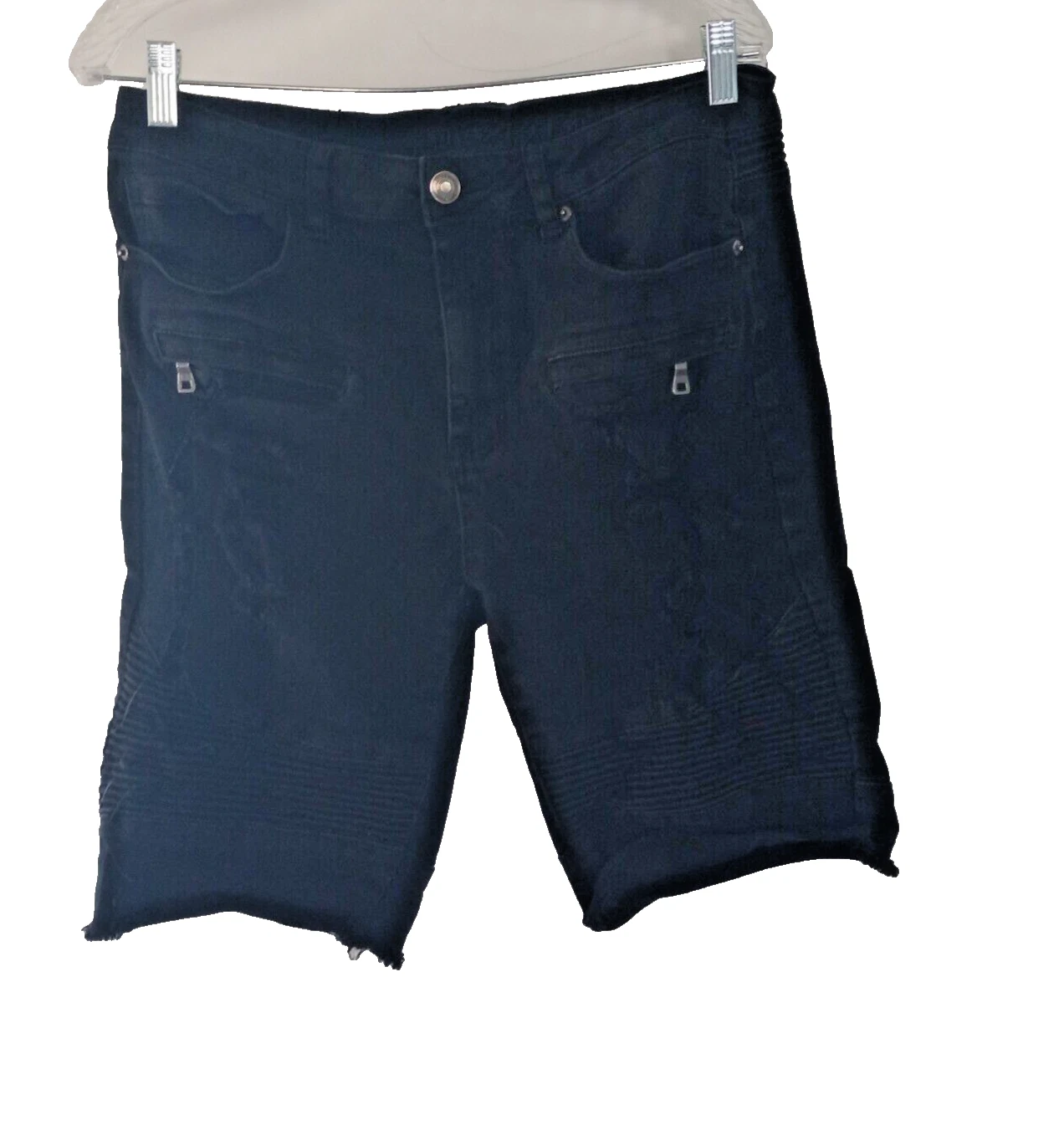 Short Supreme Flex taille 34X10 noir découpes déchiré détruit denim stretch