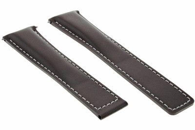 LEATHER STRAP SMOOTH BAND FOR BREITLING NAVITIMER WATCH CLASP 22/18 BROWN WS