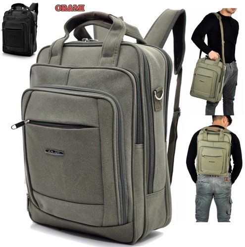ZAINO 2 IN 1 UOMO TELA GRANDE LAVORO CANVAS VIAGGIO PORTA PORTATILE PC  IMBOTTITO | eBay