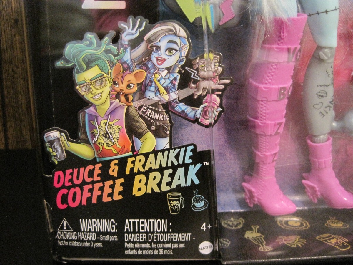 2022 MATTEL MONSTER HIGH DEUCE GORGON & FRANKIE STEIN COFFEE BREAK
