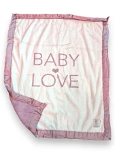 Little Giraffe Pink White Baby Love Blanket Lovey Luxe Satin Trim 30x34