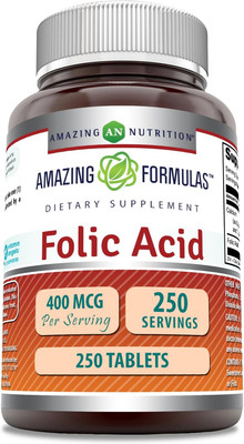 Amazing Formulas Folic Acid (Vitamin B9) 400 Mcg Tablets | Non-Gmo | Gluten Free