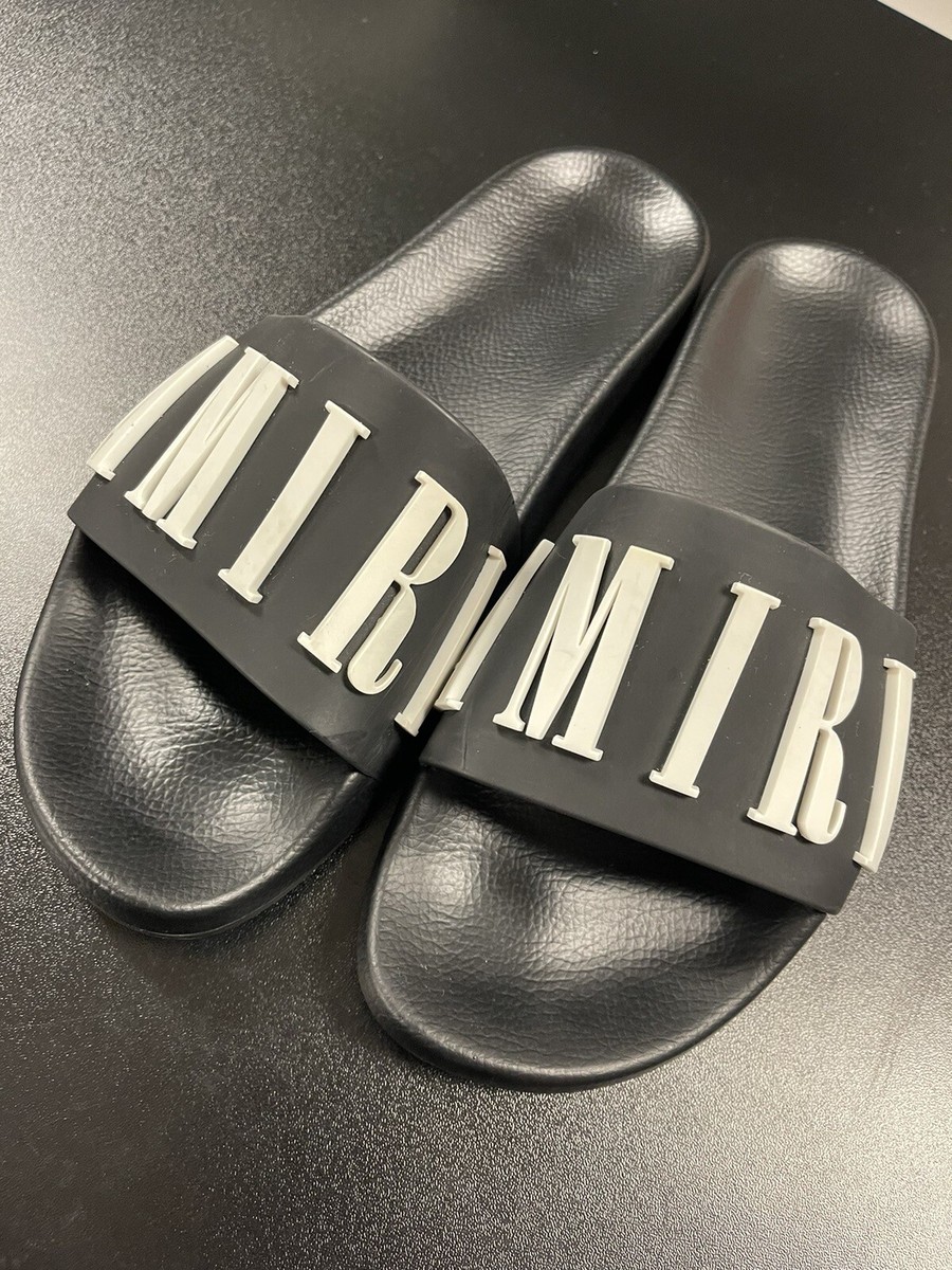 Size 40/7US - Amiri Pool Slide Logo Black White Original Box