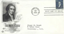 STAMP US SCOTT 1292 "Thomas Paine" 40 CENT 1968 FDC WITH ART - B