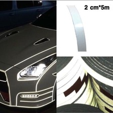 2 Roll 2 cm x 5M Waterproof Reflective Car Sticker Safety White