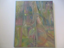 30 INCH GERALD ROWLES PAINTING EXPRESSIONIST ABSTRACT MODERNIST CUBISM SURREAL