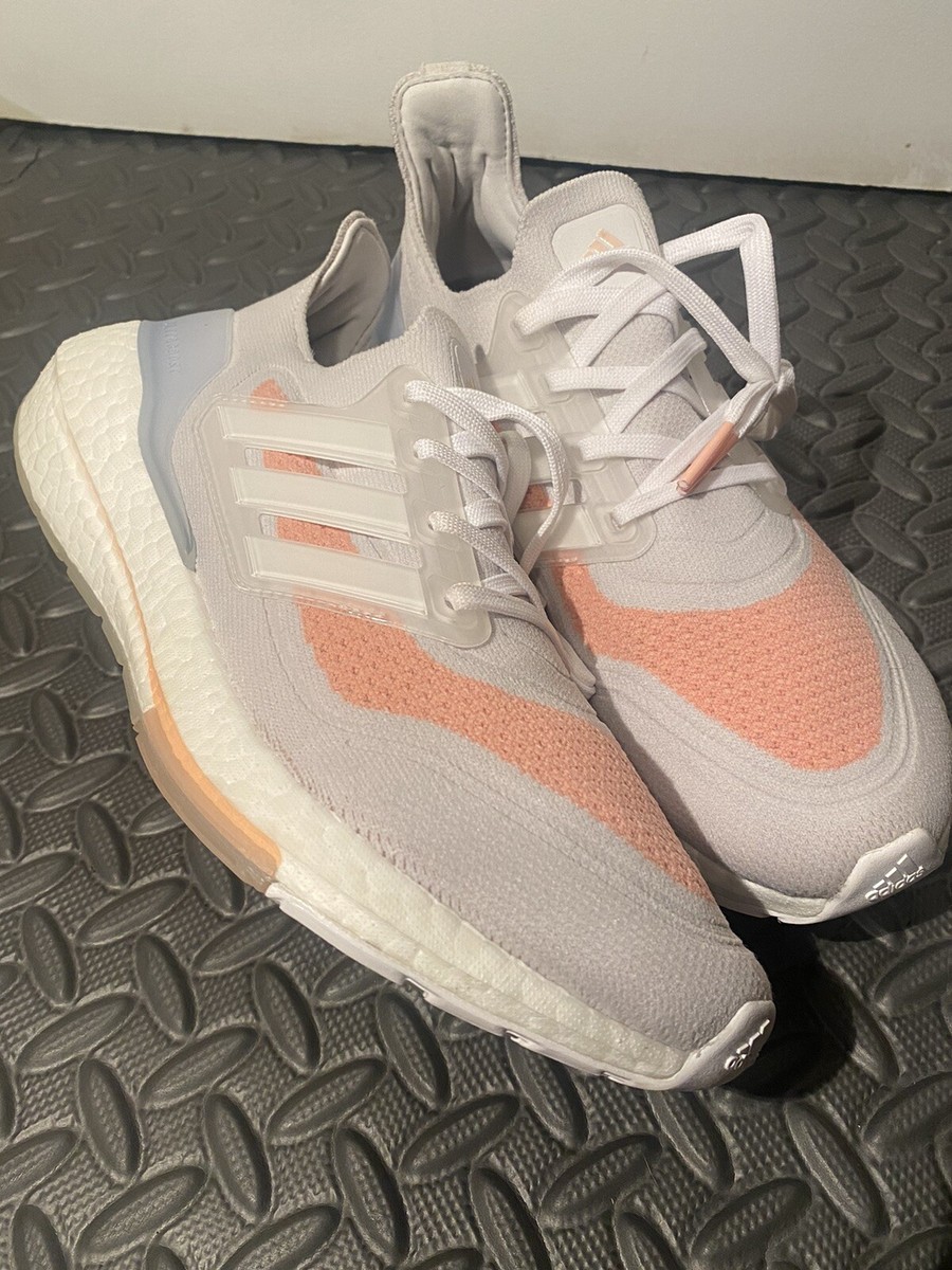 Adidas Ultraboost 21 Womens Size 8.5 Running Shoes White Glow Pink