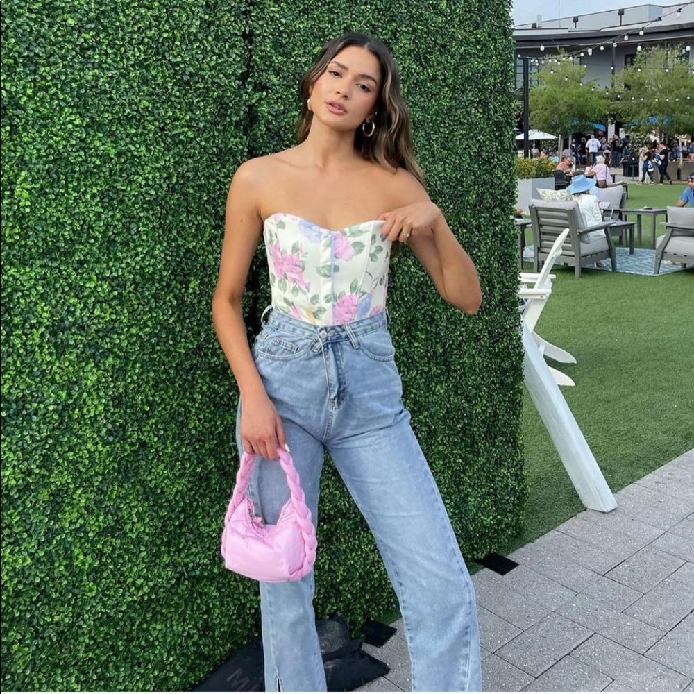 zara floral tube top