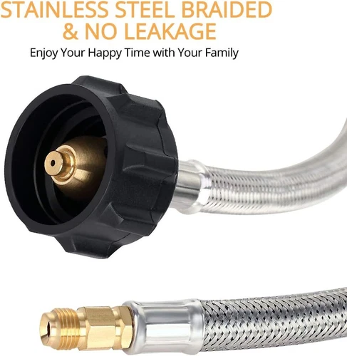 2x RV Propane Braided Hose 12" 1/4" NPT Male Camper Tank Pigtail Connector - Picture 4 of 6
