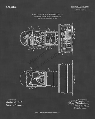 1909 Automatic Moving Dentures Dentist Advertising Patent Print - Chalkboard