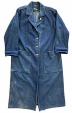 VTG Blue Jean Denim Dark Wash Western Trench Coat Dress Jacket Womens USA MADE