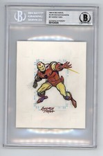 1998 Marvel Silver Age Sketchagraph Iron Man George Tuska Un-Cut Sketch Auto BGS