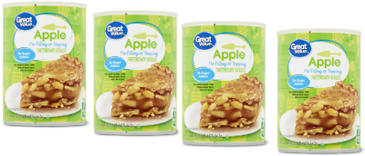4 CANS Great Value NO SUGAR ADDED Apple Pie Filling & Topping 20